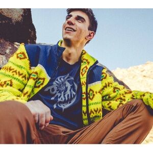 prAna Hurricane Full Zip Fleece Geometric Bright Lichen—Unisex